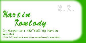 martin komlody business card